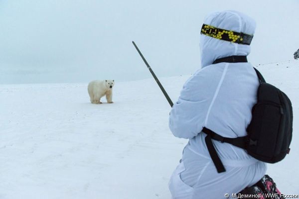 Polar bear patrol member in Russia. © M.Deminov / WWF Russia 